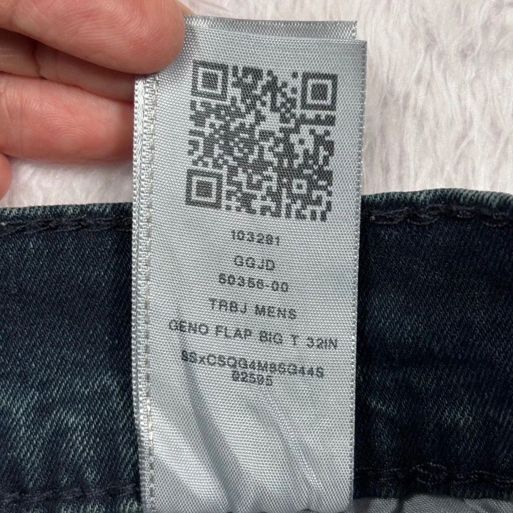 True Religion Jeans Geno‎ Relaxed Slim Mens 40x28 Dark Wash Big T Flap Pocket